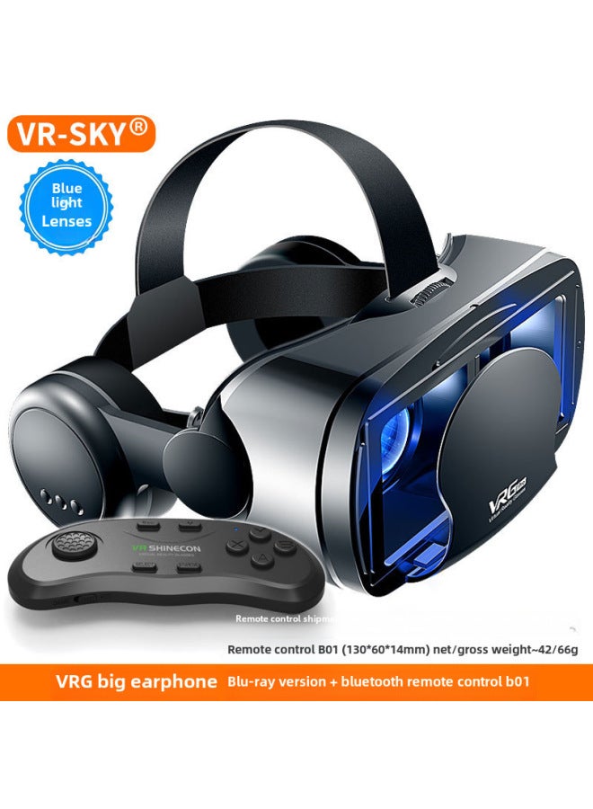 نظارات الواقع الافتراضي VRGPro للحماية من الضوء الأزرق وسماعات رأس كبيرة للهواتف المحمولة وخوذة الواقع الافتراضي ثلاثية الأبعاد وسماعات رأس لحماية العين - اللون: سماعة رأس كبيرة إصدار بلو راي (الإنجليزية) وجهاز تحكم عن بعد بتقنية البلوتوث B01 - Image 1