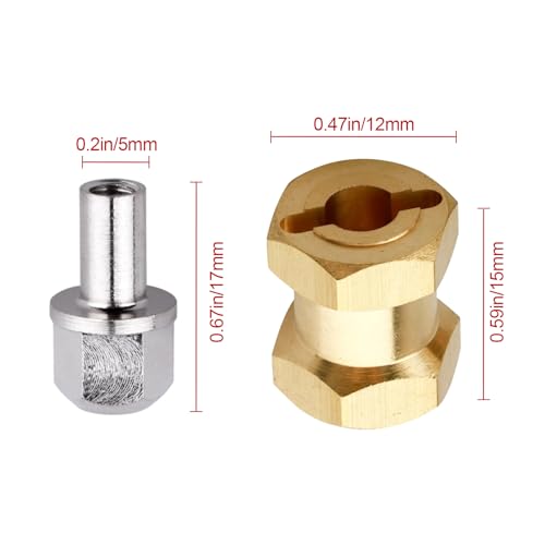 CrazyHobby 4PCS CrazyHobby Brass RC 12mm Wheel Hubs Extensions Wheel Spacers Hex Drive Adapter for 110 RC Crawler Axial SCX10 SCX10 II 90046 D90 15mm - Image 5