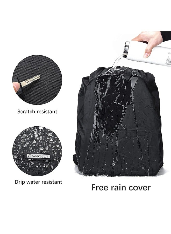 Cwatcun Cwatcun Camera Backpack with Tripod Holder for Men Women,Anti-Theft Waterproof Camera Bag for Canon Nikon Sony DSLR SLR,with 15.6" Laptop Compartment Including USB Port,(Ⅲ Large Black) - Image 4