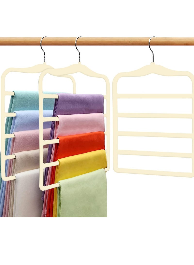TYCOM Non Slip Velvet Pants Hangers Ultra Thin Space Saving 360 Degree Swivel Hook Pants Hangers Hold Up to 10 Lbs Pants 6pcs Beige  - Image 1