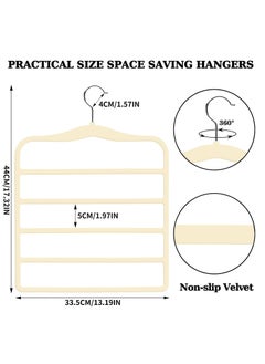 TYCOM Non Slip Velvet Pants Hangers Ultra Thin Space Saving 360 Degree Swivel Hook Pants Hangers Hold Up to 10 Lbs Pants 6pcs Beige  - Image 2