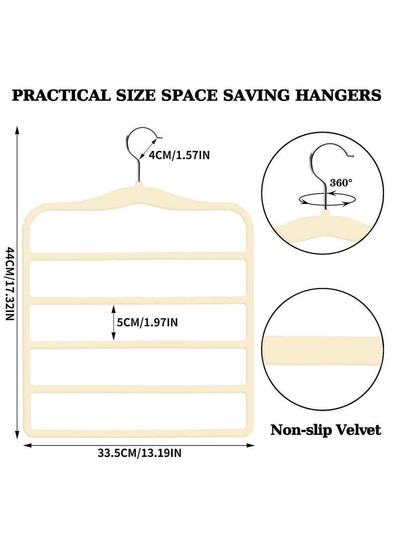 TYCOM Non Slip Velvet Pants Hangers Ultra Thin Space Saving 360 Degree Swivel Hook Pants Hangers Hold Up to 10 Lbs Pants 6pcs Beige  - Image 2