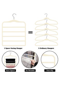 TYCOM Non Slip Velvet Pants Hangers Ultra Thin Space Saving 360 Degree Swivel Hook Pants Hangers Hold Up to 10 Lbs Pants 6pcs Beige  - Image 5