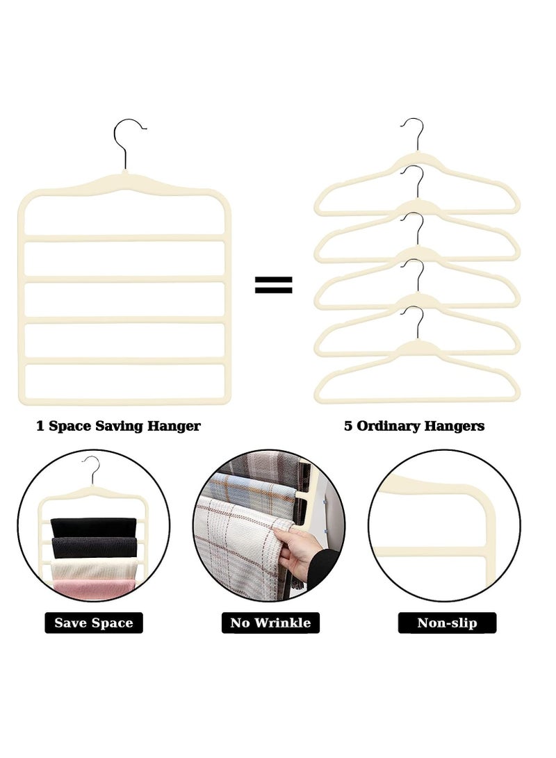 TYCOM Non Slip Velvet Pants Hangers Ultra Thin Space Saving 360 Degree Swivel Hook Pants Hangers Hold Up to 10 Lbs Pants 6pcs Beige  - Image 5