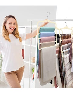 TYCOM Non Slip Velvet Pants Hangers Ultra Thin Space Saving 360 Degree Swivel Hook Pants Hangers Hold Up to 10 Lbs Pants 6pcs Beige  - Image 4