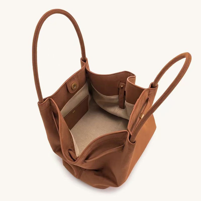 JWPEI Dumpling Bag Suede Leather Large Capacity Tote Shoulder Crossbody Bag - Image 4