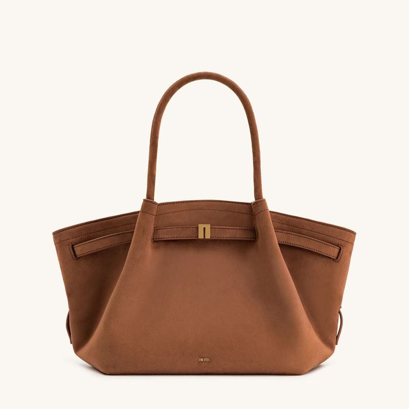 JWPEI Dumpling Bag Suede Leather Large Capacity Tote Shoulder Crossbody Bag - Image 2