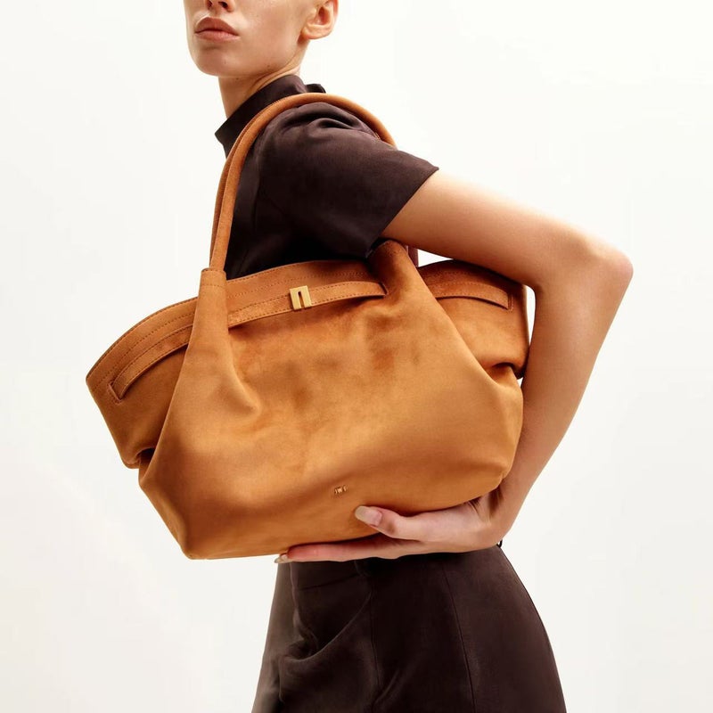 JWPEI Dumpling Bag Suede Leather Large Capacity Tote Shoulder Crossbody Bag - Image 1