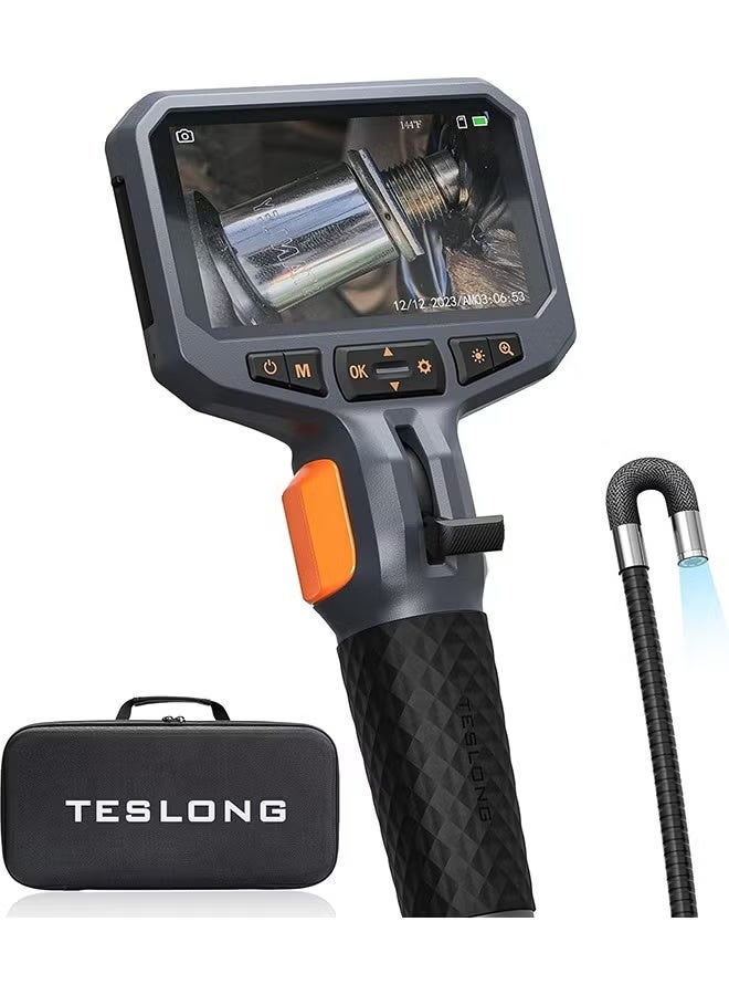 Teslong Two-Way Articulating Borescope with Light, Industrial Endoscope Inspection Camera with Articulated Probe, Flexible Mechanic Fiber Optic Snake Scope Cam for Wall Automotive Engine Inspect-5FT - Image 1