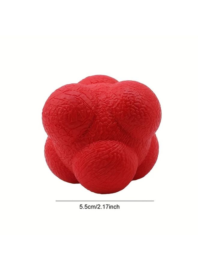 Red Reflex Hexagonal Reaction Ball For Agility Tennis Fitness Training Sports - Image 1