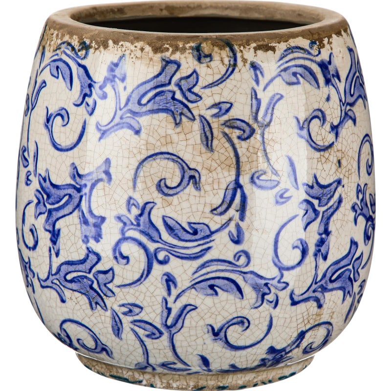 SiliFine Vintage Ceramic Flower Pot with Ice Crackle Rustic Planter with Drainage Holes for Indoor and Outdoor Decor Home Living Room Garden Decor Gardening Gift(Vintage Style) - Image 1