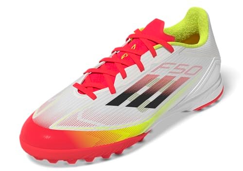 adidas Unisex F50 League Turf Sneaker, White/Black/Solar Yellow, 4 US Men - Image 5
