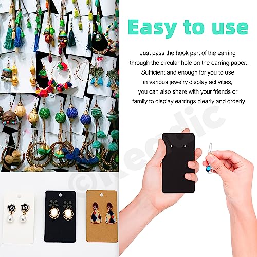 Keadic 300Pcs Kraft Earring Display Holder Cards Set with 100 Earring Backs and 200 Self- Sealing Bags, Earring Packaging Supplies Kit for Hanging Ear Studs and Dangle Earrings (3.5” x 2.3”) - Image 4