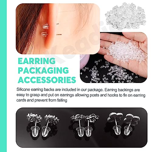 Keadic 300Pcs Kraft Earring Display Holder Cards Set with 100 Earring Backs and 200 Self- Sealing Bags, Earring Packaging Supplies Kit for Hanging Ear Studs and Dangle Earrings (3.5” x 2.3”) - Image 5