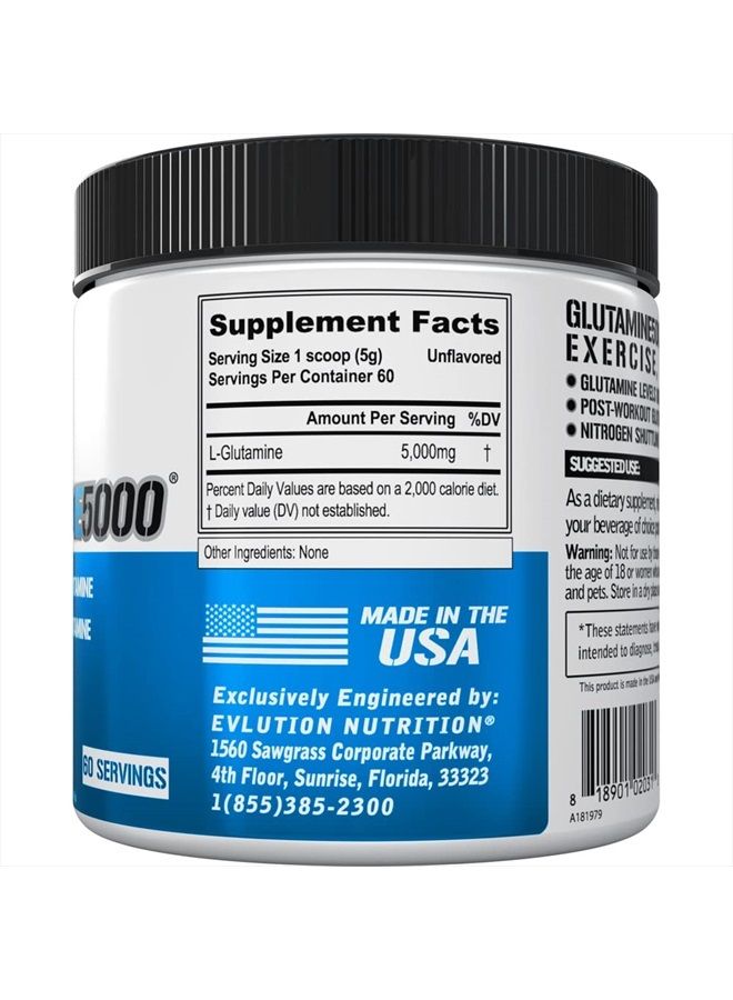Evlution مسحوق L-جلوتامين النباتي النقي - مكمل Evlution Nutrition لزيادة أكسيد النيتريك 5 جرام من مكمل L جلوتامين لتعزيز التعافي بعد التمرين، وزيادة الضخ، وصحة الأمعاء، والطاقة، والمناعة - بدون نكهة - Image 2