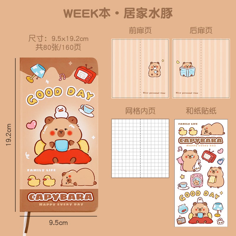 Generic Kapibara Week Planner Cute Cartoon Notebook home capybara 