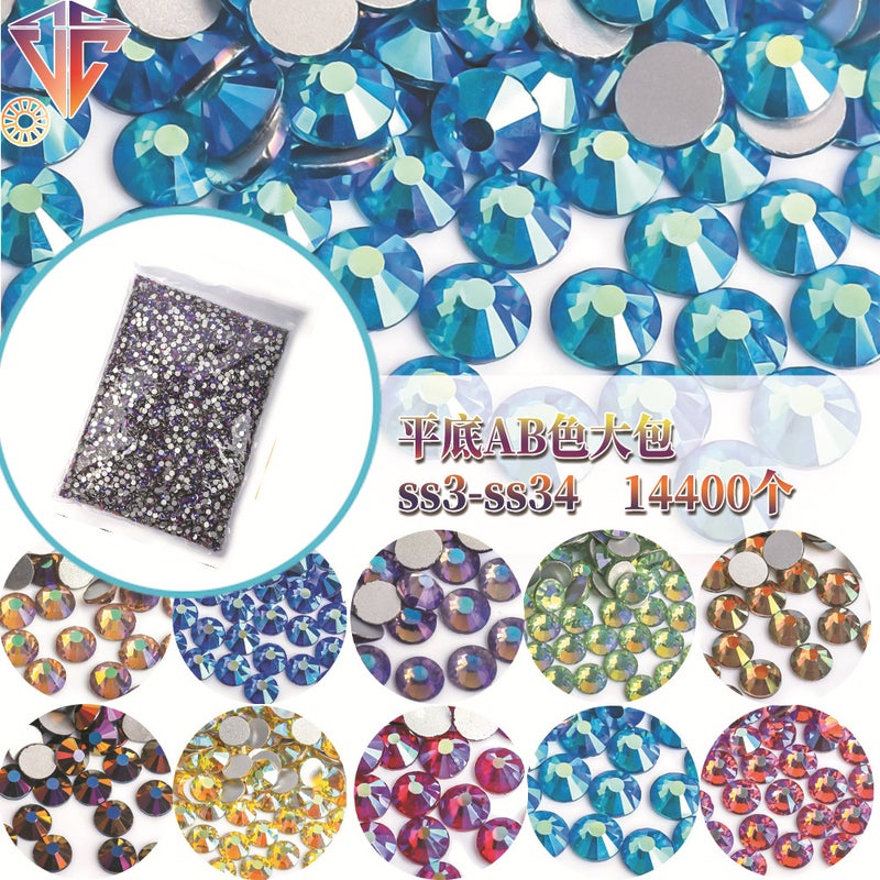 Weitun Large Packaging Glass Flat Nail Drill Jewelry Diy Mobile Phone Shell Decoration Accessories Ab Color Rhinestone Accessories - Image 2