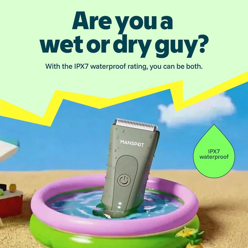 MANSPOT Manscape Pubic Hair Trimmer for Men and Women, Electric Trimmer Pubic Trimmer Shaver,Hypoallergenic Ceramic Blade Heads,Waterproof Wet/Dry Groin Shaver,20 Times Usage,No Nick,No Burn Green 2 - Image 4