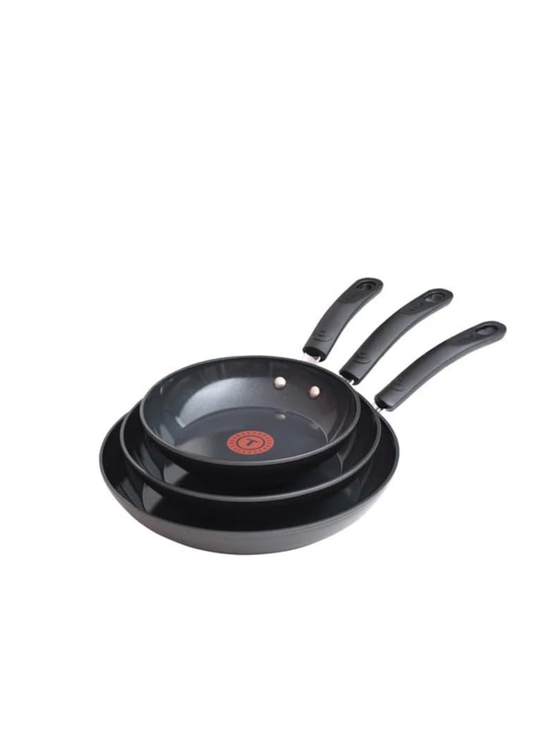 T-fal Elite Ceramic Non-Stick Fry Pan Set, 3-Piece Frying Pan Set with Thermo-Spot Heat Indicator, 8-Inch, 9.75-Inch & 11.25-Inch Pans, Even-Heat Aluminum Construction - Black - Image 3