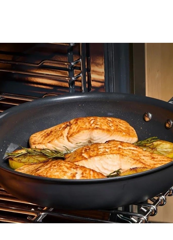 T-fal Elite Ceramic Non-Stick Fry Pan Set, 3-Piece Frying Pan Set with Thermo-Spot Heat Indicator, 8-Inch, 9.75-Inch & 11.25-Inch Pans, Even-Heat Aluminum Construction - Black - Image 5