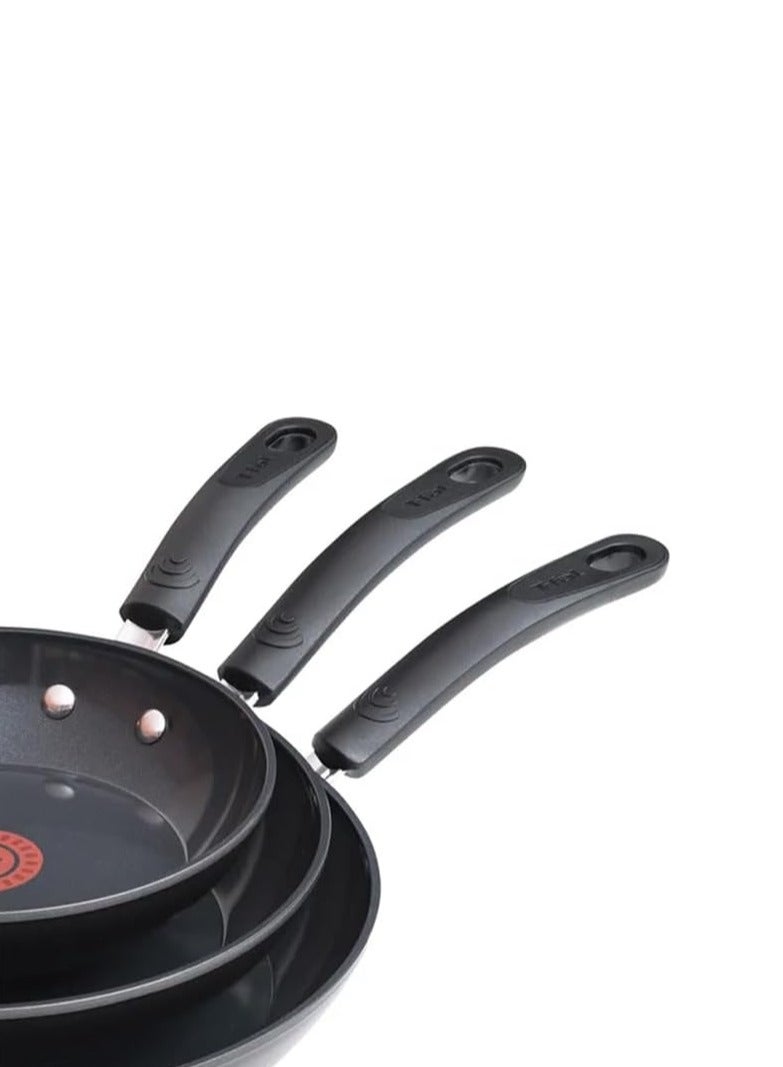 T-fal Elite Ceramic Non-Stick Fry Pan Set, 3-Piece Frying Pan Set with Thermo-Spot Heat Indicator, 8-Inch, 9.75-Inch & 11.25-Inch Pans, Even-Heat Aluminum Construction - Black - Image 4