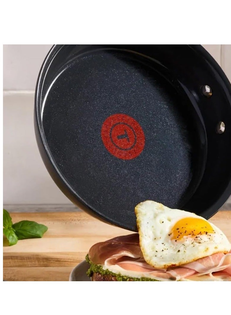 T-fal Elite Ceramic Non-Stick Fry Pan Set, 3-Piece Frying Pan Set with Thermo-Spot Heat Indicator, 8-Inch, 9.75-Inch & 11.25-Inch Pans, Even-Heat Aluminum Construction - Black - Image 2