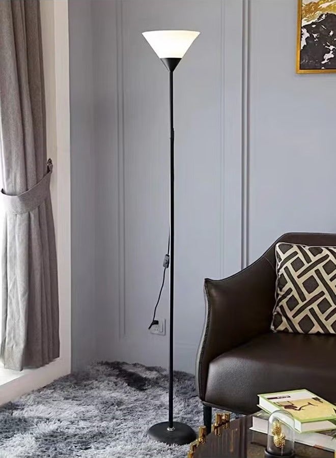 Beauenty Floor lamp, Acrylic Uplighter with Reading Lamp, Modern Lamp with Matt Nickel Base and Power Switch Button for Living Room Office and Bedroom（Bulb not included） - Image 1