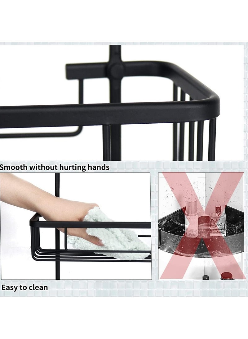 Raxoom Over the Door Shower Caddy, Aluminum Hanging Shower Rack, Rustproof Shampoo Holder with Hooks, 3-Tier Bathroom Shelf with soap Cups (Black) - Image 5