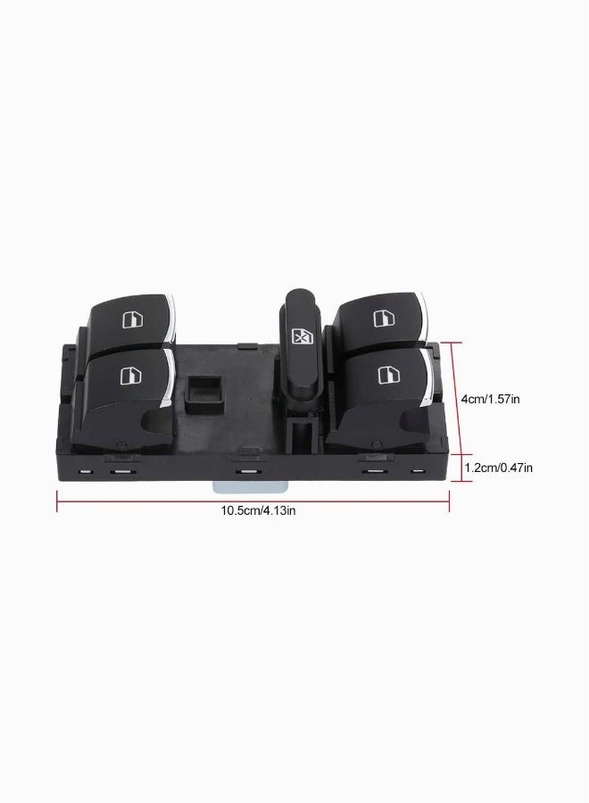 Generic Car Master Power Window Switch 5ND 959 857 for VW, for CC for Tiguan Passat B6, for Golf Jetta MK5 MK6, Driver Left Side Console Control Window Lifter (Black) - Image 2