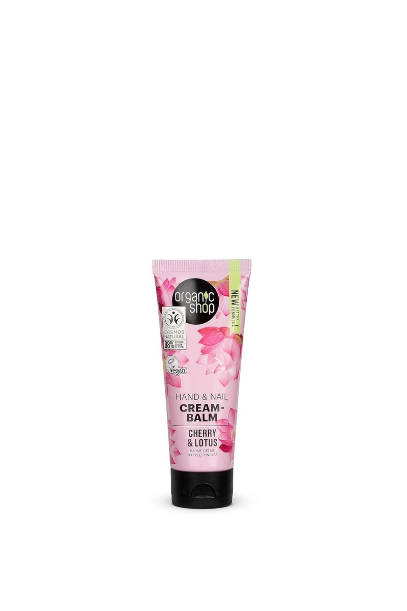 Organic Shop Hand & Nail Cream-Balm Organic Cherry & Lotus 75ml 