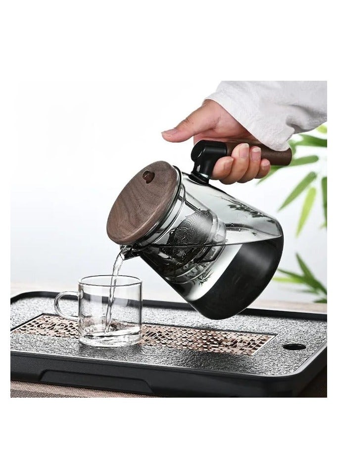 Liying 675ML Glass Teapot with direct strain Infuser and Lid, Stovetop Tea Pot Blooming and Loose Leaf Hand Crafted Kettle for Home, Tea Party, kitchen (Black)  - Image 4