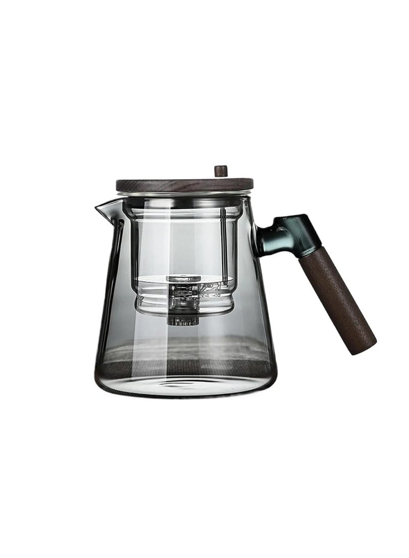 Liying 675ML Glass Teapot with direct strain Infuser and Lid, Stovetop Tea Pot Blooming and Loose Leaf Hand Crafted Kettle for Home, Tea Party, kitchen (Black)  - Image 5