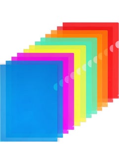 12 Pack Plastic File Folders, Clear Colored Project Pockets Plastic Sleeves, L-Type Documents Folder Jacket, Paper Sheet Protectors For Office School, Fits Letter Size, 6 Assorted Colors