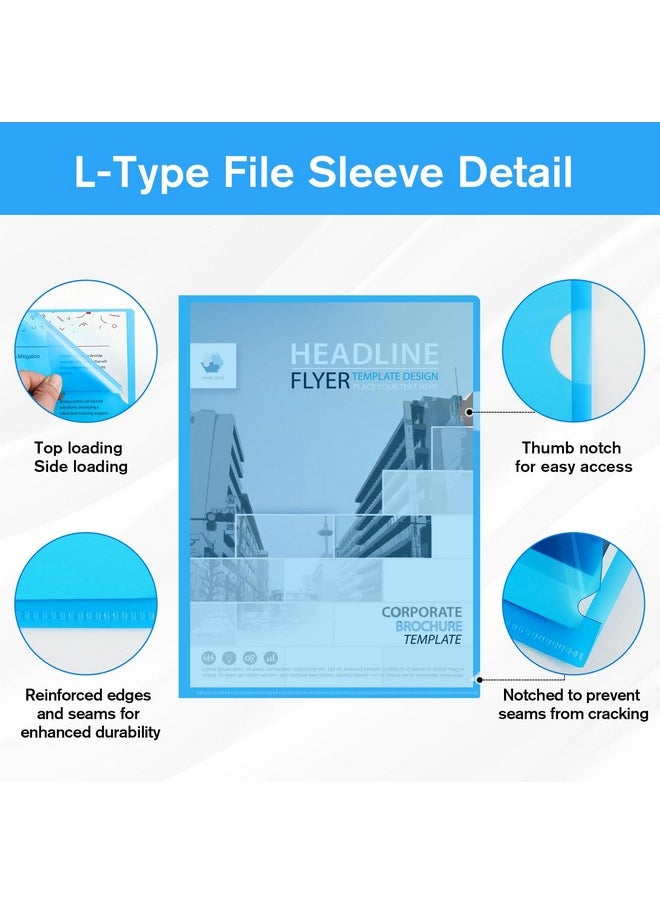 KTRIO - 12 Pack Plastic File Folders, Clear Colored Project Pockets Plastic Sleeves, L-Type Documents Folder Jacket, Paper Sheet Protectors For Office School, Fits Letter Size, 6 Assorted Colors - Image 1