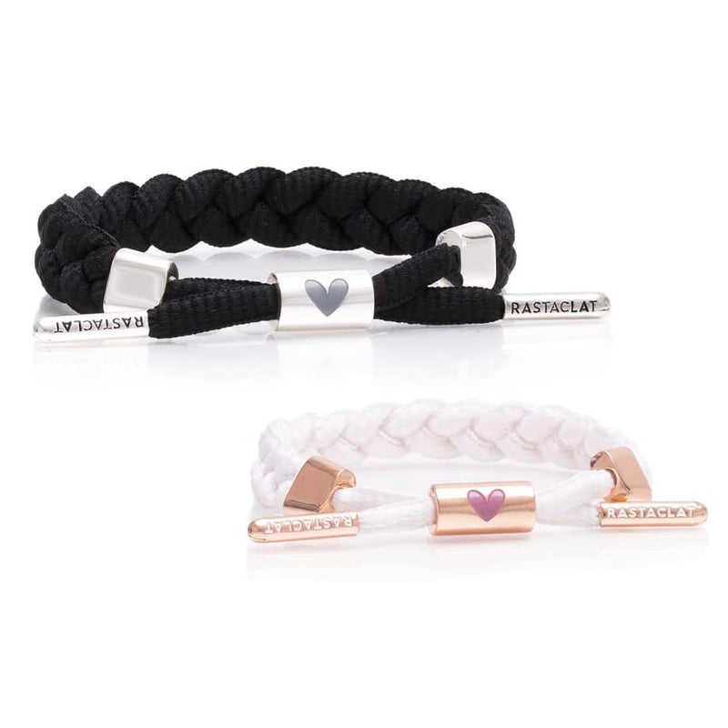 Rastaclat Couples Bracelet for Women and Men - Braided Black & Light Pink Love Bracelets | Adjustable Stackable Bracelets Braided by Hand - Image 1