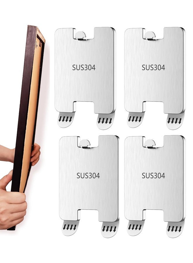 4 Pack Metal Picture Frame Hangers Damage Free Hanging, Picture Hanging Hooks No Damage to Wall Paint, Sawtooth Picture Wall Hangers Without Nails - Image 1
