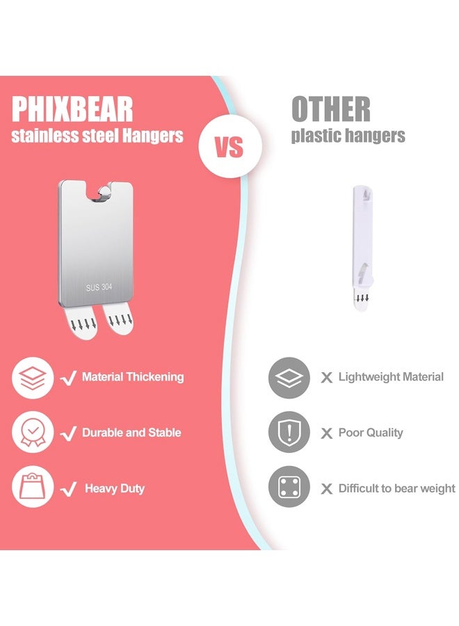 4 Pack Metal Picture Frame Hangers Damage Free Hanging, Picture Hanging Hooks No Damage to Wall Paint, Sawtooth Picture Wall Hangers Without Nails - Image 3