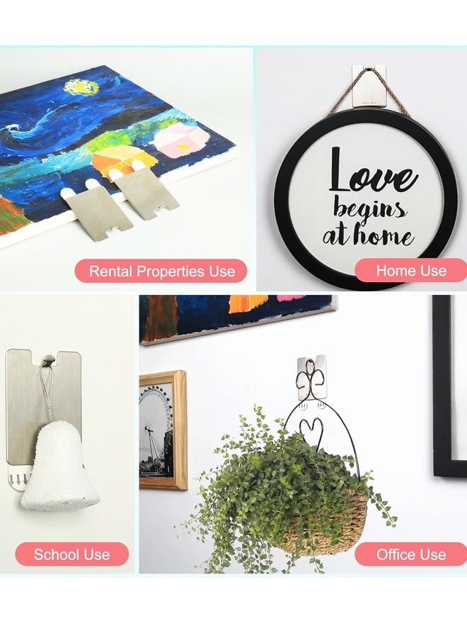 4 Pack Metal Picture Frame Hangers Damage Free Hanging, Picture Hanging Hooks No Damage to Wall Paint, Sawtooth Picture Wall Hangers Without Nails - Image 5