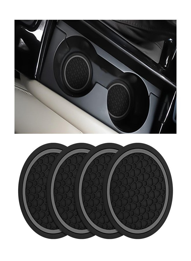 Mandark 4PCS Car Cup Holder Coasters, 2.75 Inch Non-Slip Insert Water Bottle Holder Pads, Dustproof Automotive Interior Accessories Mat, Universal for Vehicles, Trucks, RVs and More（Black/Gray） - Image 1