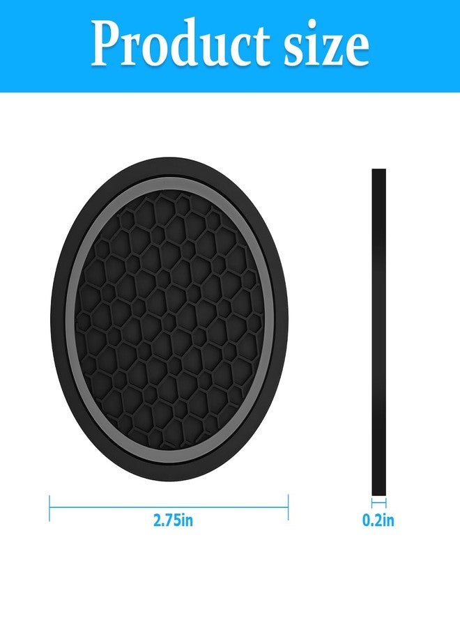 Mandark 4PCS Car Cup Holder Coasters, 2.75 Inch Non-Slip Insert Water Bottle Holder Pads, Dustproof Automotive Interior Accessories Mat, Universal for Vehicles, Trucks, RVs and More（Black/Gray） - Image 2