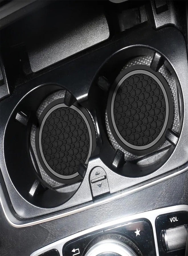 Mandark 4PCS Car Cup Holder Coasters, 2.75 Inch Non-Slip Insert Water Bottle Holder Pads, Dustproof Automotive Interior Accessories Mat, Universal for Vehicles, Trucks, RVs and More（Black/Gray） - Image 4