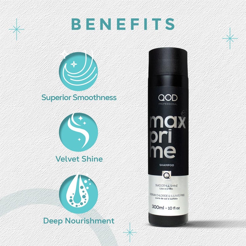 QoD PRO Max Prime Hair Shampoo, For Straight or Straightened Hair, With Conditioning Silicones & Tamarind Extract for Extended Smoothness, Protection, Shine, Cedar Scent, 10 oz (300 ml) - Image 3