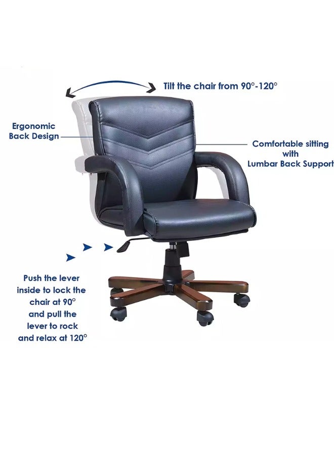 Generic Adjust Pro Black Office Chair: Height Adjustable with Lumbar Support, ideal for Home Office Desks.  - Image 3