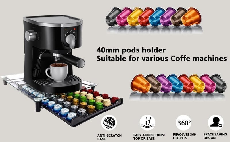 SIMPDIY Coffee Pod Holder Drawer, Coffee Capsule Storage 60 Capacity Pods Capsules Organizer with Sliding Baskets K Cup Coffee Pod Stand Tray for Countertop Home Kitchen Counter Office - Image 5