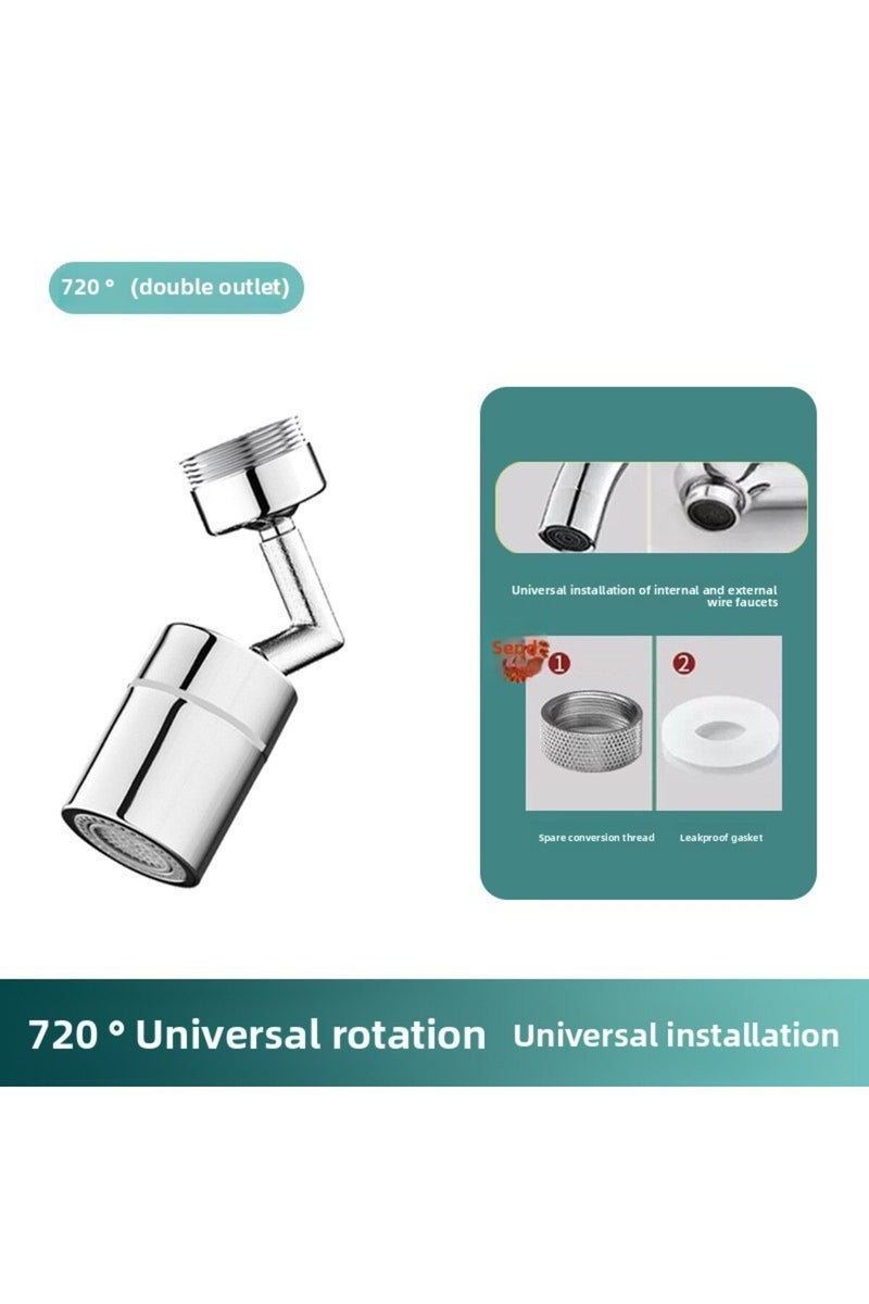 erorex Silver Stainless Steel 720°Rotation Faucet Extender Universal Splash-Proof Water Saving Spray Head f