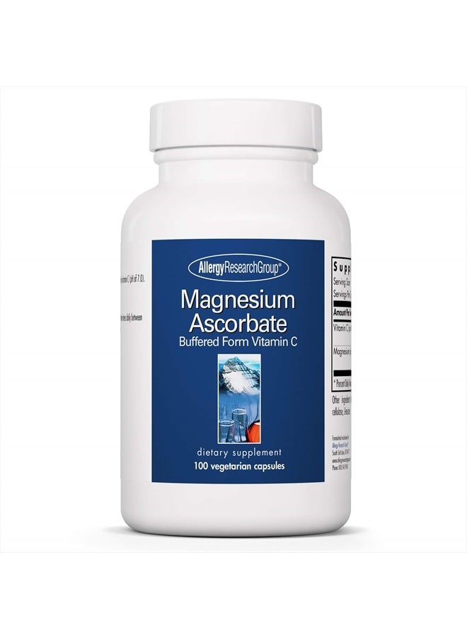 Allergy Research Group - Magnesium Ascorbate Supplement - 1000mg Buffered Vitamin C, Immune Support, Magnesium Powder, Vegetarian Capsules - 100 Count - Image 1