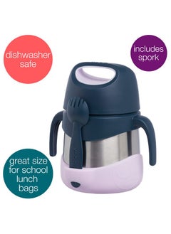 b.box Insulated Food Jar With Spork For Toddlers | Easy Open Container For Toddlers | Stainless Steel, 5Hrs + Of Perfect Temperatures | Dishwasher Safe, Bpa Free (Indigo Rose, 11 Oz)  - Image 4