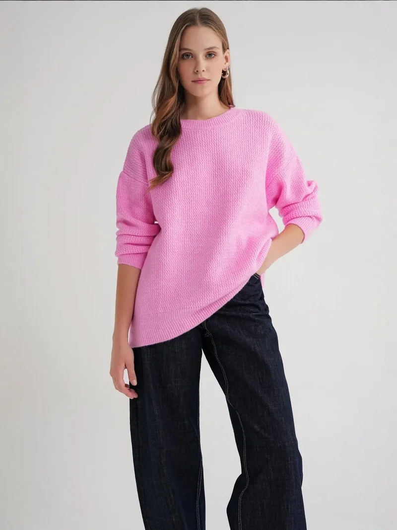 MixRay Mixray Long Sleeve Ribbed Knit Sweater