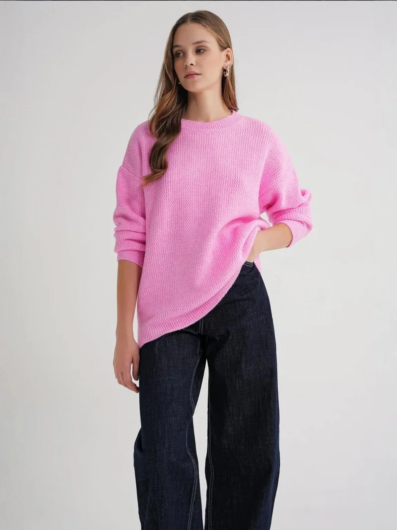 MixRay Mixray Long Sleeve Ribbed Knit Sweater