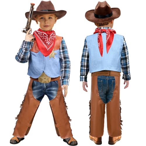 G.C GC 6 PCS Boys Cowboy Costume Kids Dress Up Outfits Toddler Cowboy Hat Vest Halloween Cosplay Role Play Party Birthday Gifts - Image 5